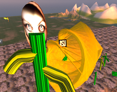 Screencapture: ASU virtual world desert hive on the Open Sim
